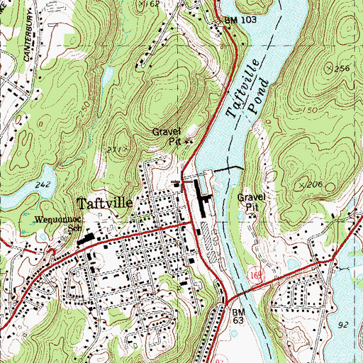 Topographic Map of Taftville Congregational Church, CT