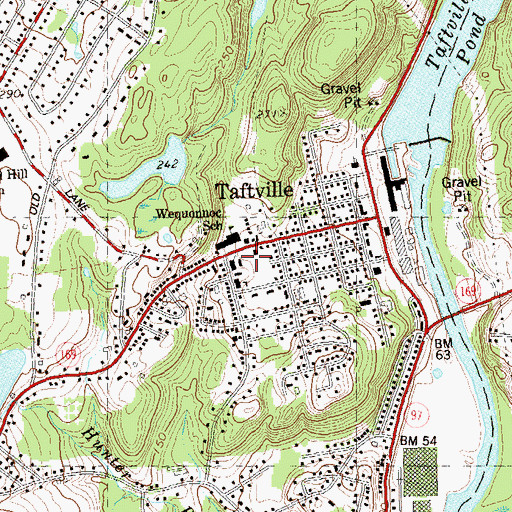 Topographic Map of Taftville Playground, CT