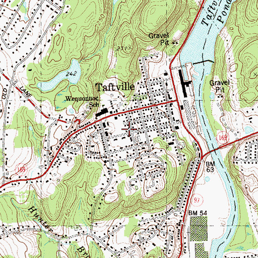 Topographic Map of Taftville Post Office, CT