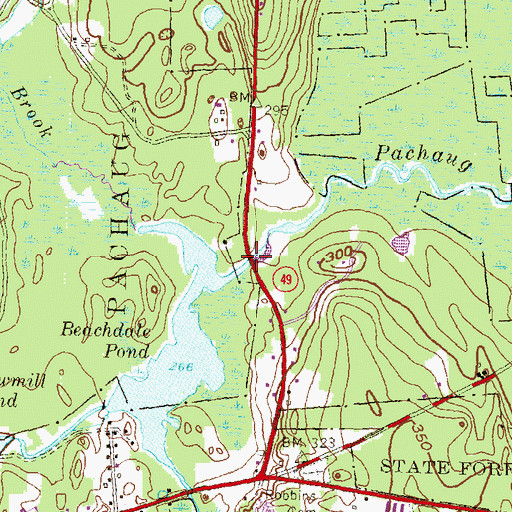 Topographic Map of Tanners Bridge, CT