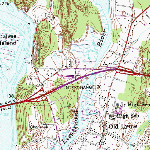 Topographic Map of The Shopping Center - Old Lyme Shopping Center, CT