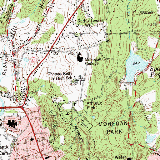 Topographic Map of Thomas Kelly Junior High School, CT