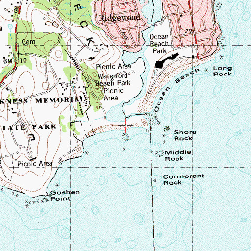 Topographic Map of Town Beach, CT