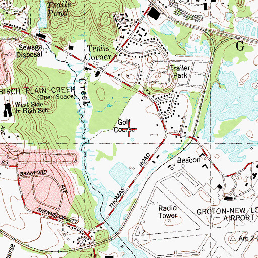 Topographic Map of Trumbull Golf Course, CT