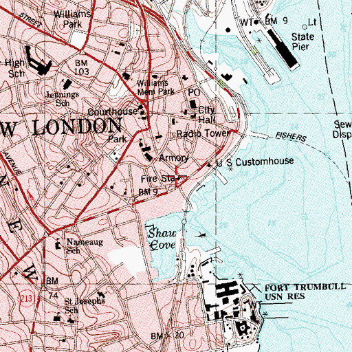 Topographic Map of Tyler Square, CT