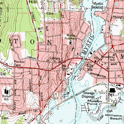 Topographic Map of Union Baptist Church, CT