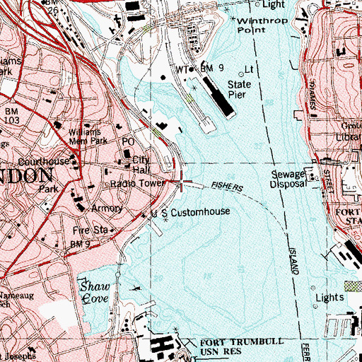 Topographic Map of Union Railroad Station, CT