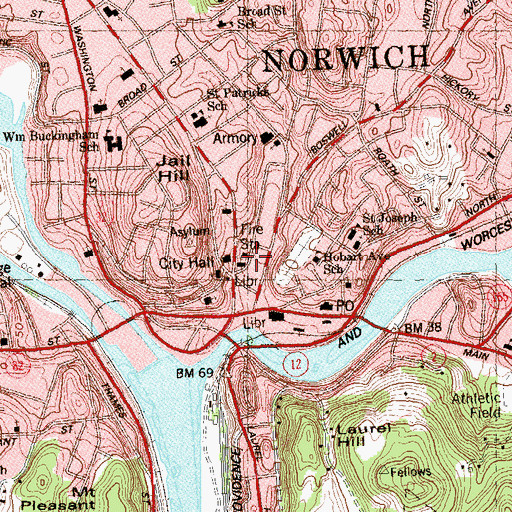 Topographic Map of United Congregational Church, CT