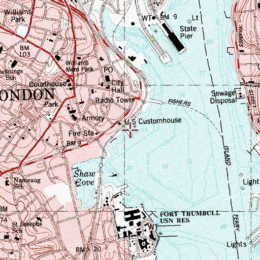 Topographic Map of United States Coast Guard Pier, CT