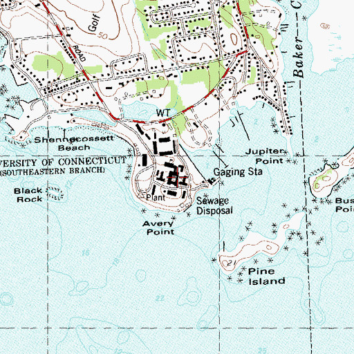 Topographic Map of University of Connecticut at Avery Point Library, CT