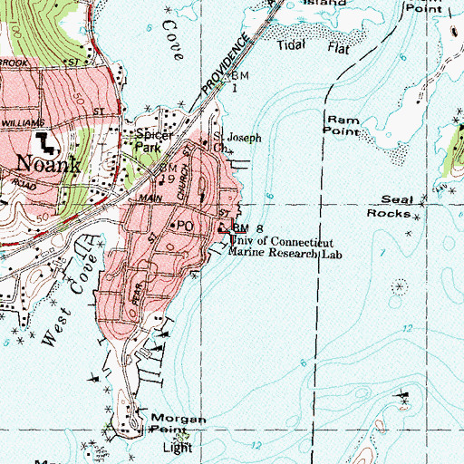 Topographic Map of University of Connecticut Marine Research Laboratory, CT