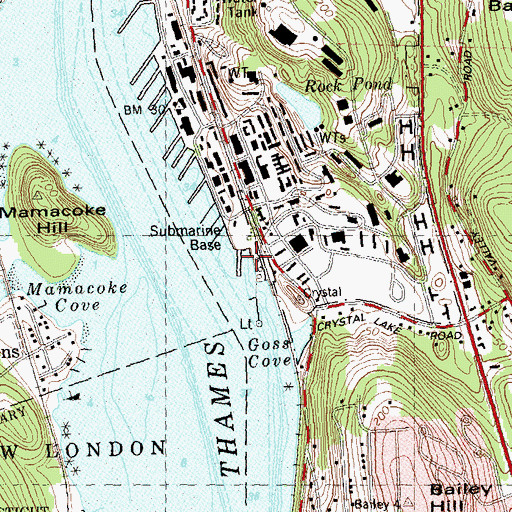 Topographic Map of USS Nautilus Memorial Submarine Force Library and Museum, CT