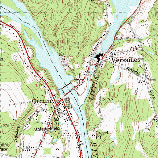Topographic Map of Versailles United Methodist Church, CT