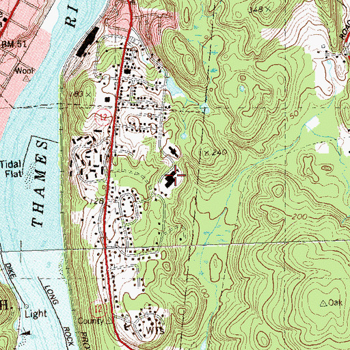 Topographic Map of Veterans Memorial School, CT
