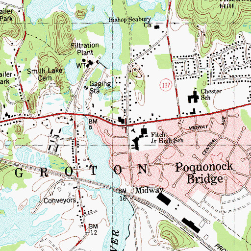 Topographic Map of Vision Worship Center, CT