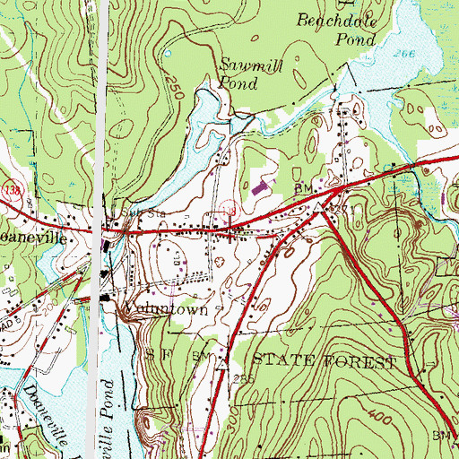 Topographic Map of Voluntown Baptist Church, CT