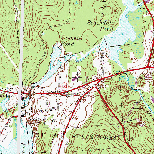 Topographic Map of Voluntown Elementary School, CT