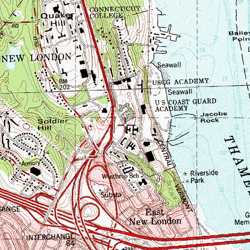 Topographic Map of Washington Parade Ground, CT