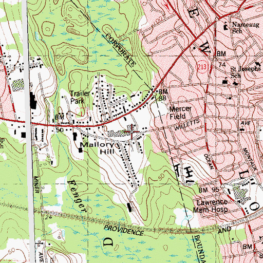 Topographic Map of Waterfall Shopping Center, CT