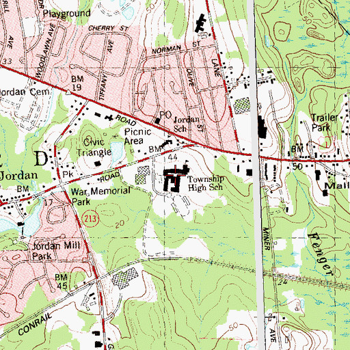 Topographic Map of Waterford High School, CT