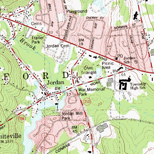 Topographic Map of Waterford Historical Society Colonial Village, CT
