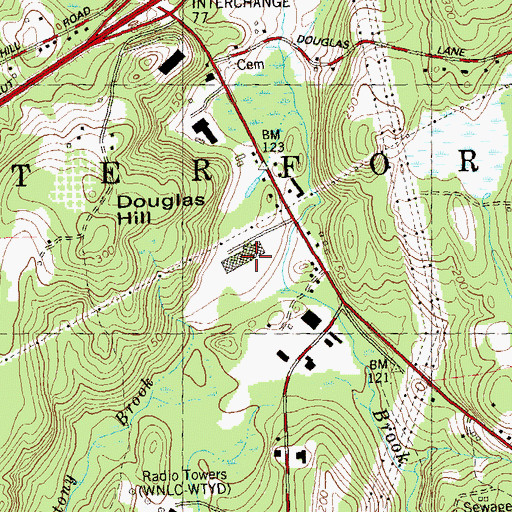 Topographic Map of Waterford Industrial Triangle Park, CT