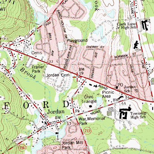 Topographic Map of Waterford Post Office, CT