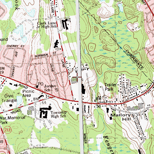 Topographic Map of Waterford Shopping Plaza Shopping Center, CT