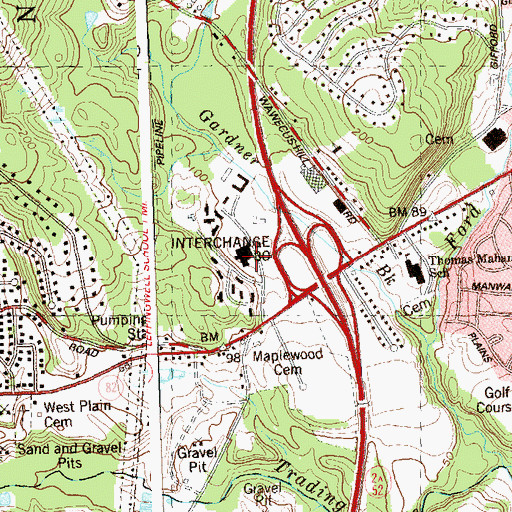 Topographic Map of Wawecus Hill Road Center Shopping Center, CT