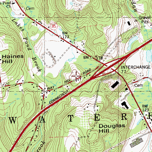 Topographic Map of Way Hill, CT