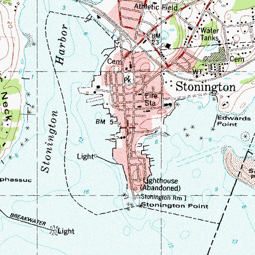 Topographic Map of Waylands Wharf, CT