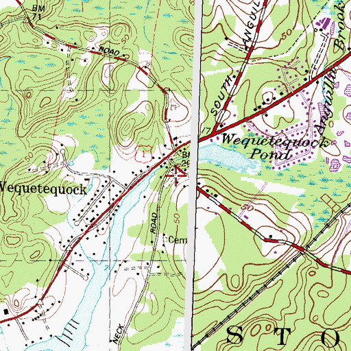 Topographic Map of Wequetequock Burying Grounds, CT