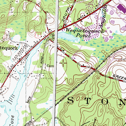 Topographic Map of Wequetequock Hill, CT