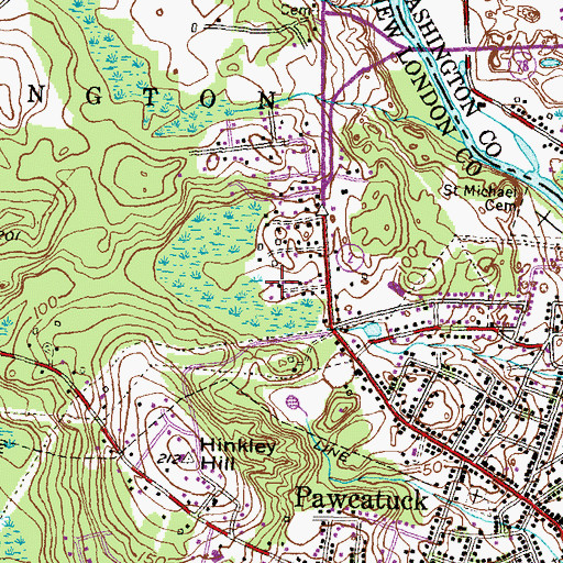 Topographic Map of West Vine Street School, CT