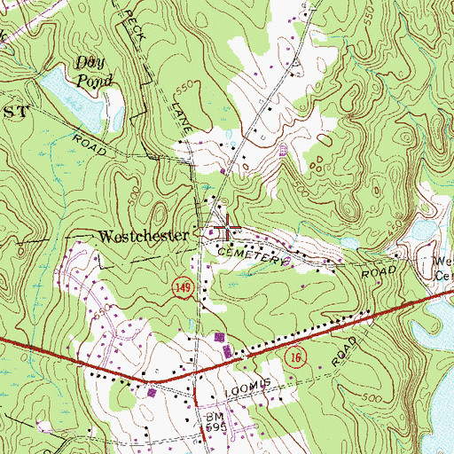 Topographic Map of Westchester Congregational Church, CT
