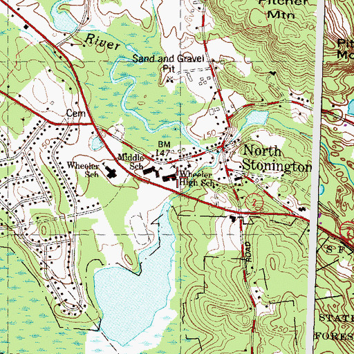 Topographic Map of Wheeler High School, CT