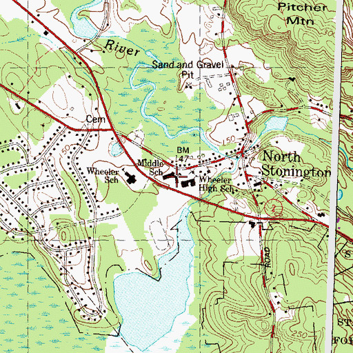 Topographic Map of Wheeler Middle School, CT