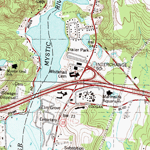 Topographic Map of Whitehall Mansion, CT