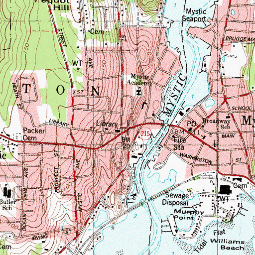 Topographic Map of William A Downes Archives, CT