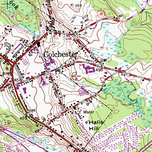 Topographic Map of William J Johnston School, CT