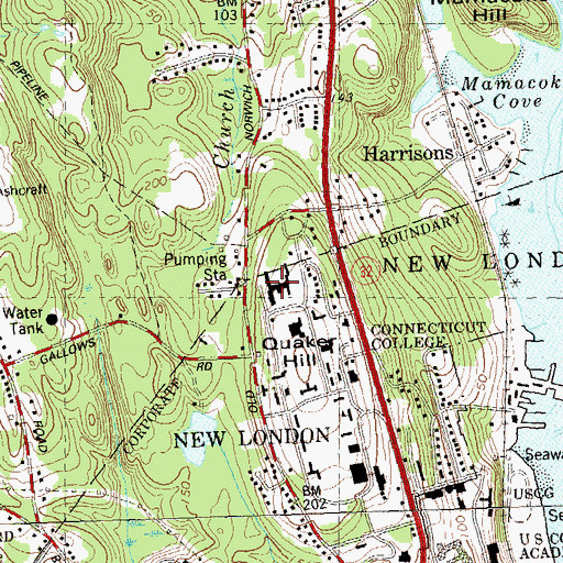 Topographic Map of William School, CT