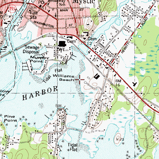Topographic Map of Williams Beach Park, CT