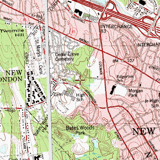 Topographic Map of Willow Park, CT