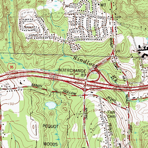 Topographic Map of Woodcrest Park, CT
