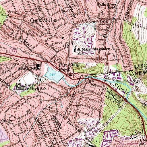 Topographic Map of All Saints Episcopal Church, CT