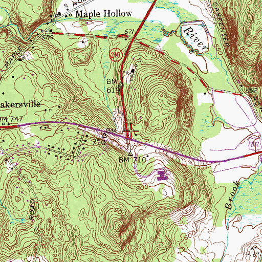 Topographic Map of Bakerville Methodist Church, CT