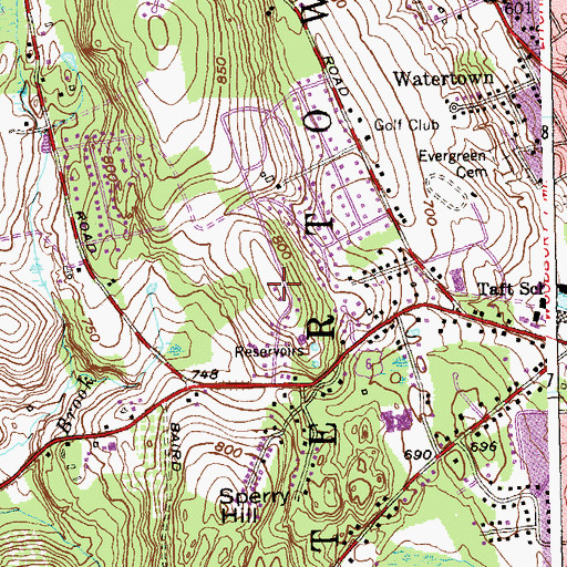Topographic Map of Bald Hill, CT