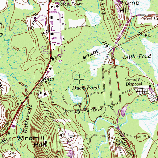 Topographic Map of Bantam Swamp, CT