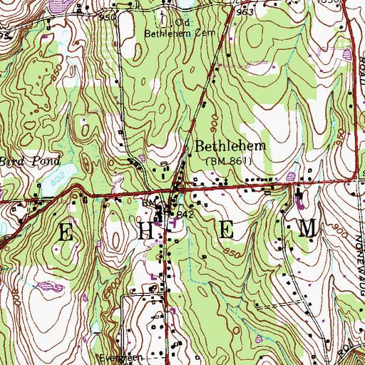 Topographic Map of Bellamy-Ferriday House, CT