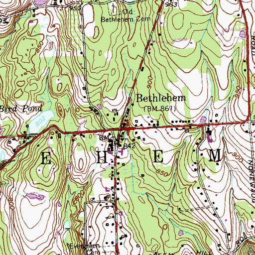 Topographic Map of Bethlehem Green Historic District, CT